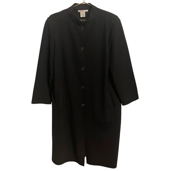 Kors Michael Kors Made in Italy Black Button Down Long Wool Coat Size 12 - Picture 1 of 7